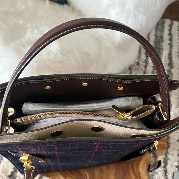 Tory Burch Lee Radziwill Double Bag Plaid Satchel - Picture 8 of 11